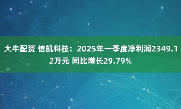大牛配资 信凯科技：2025年一季度净利润2349.12万元 同比增长29.79%